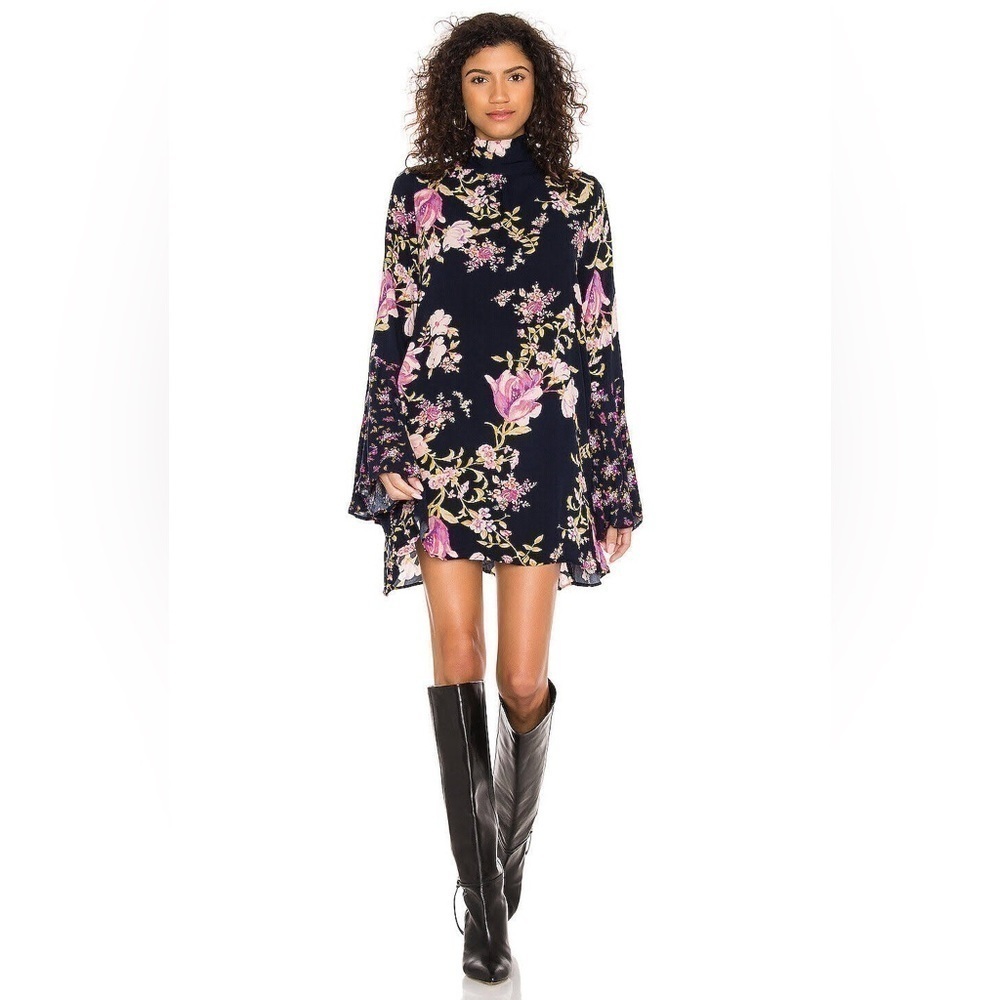 Free People Tate Tunic Mini Dress in Midnight Combo SzSmall